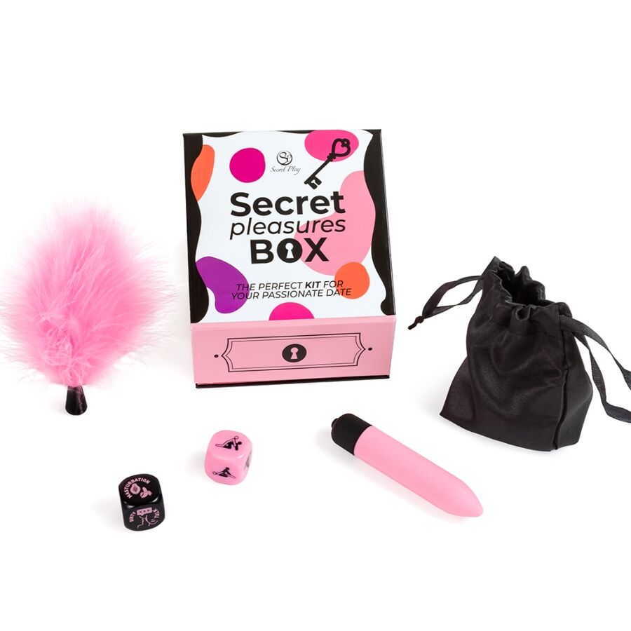 SECRET PLAY – Vergnügungsbox für Paare mit Würfeln, Vibrator und Federkitzler