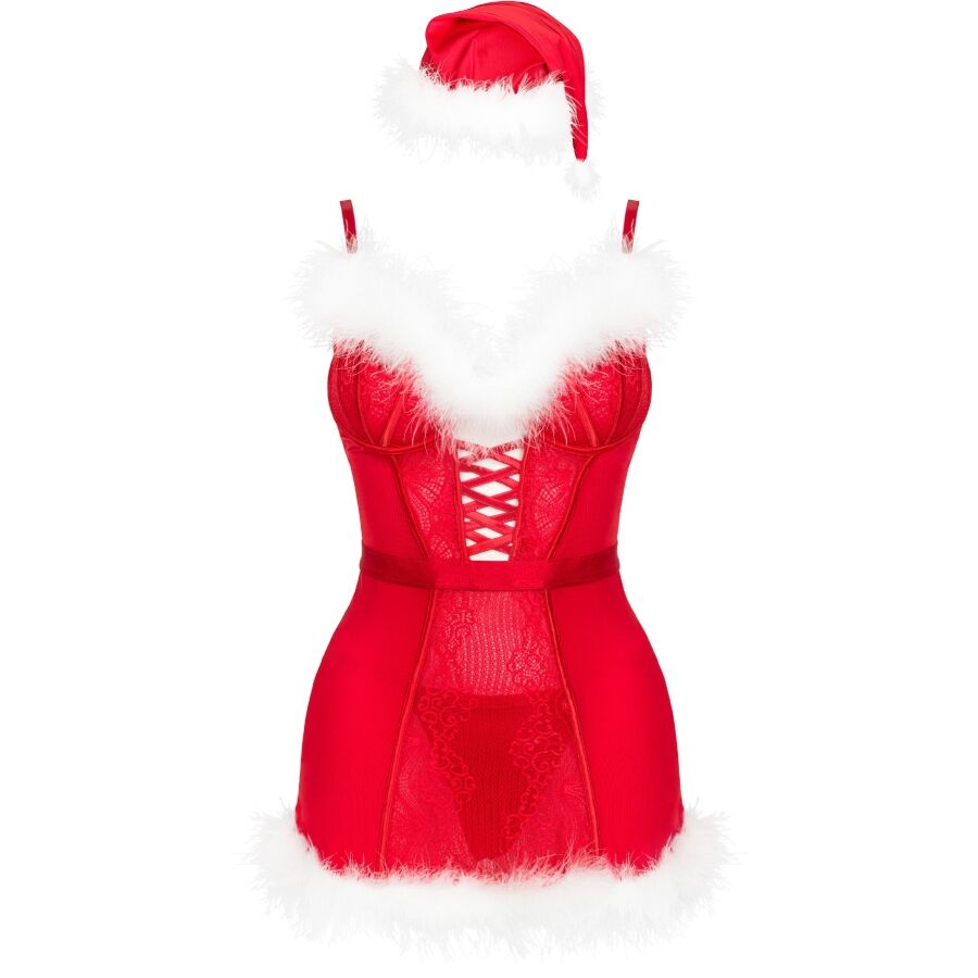 Livco Corsetti Agethe – Chemise, String und Weihnachtsmütze, Gr. L/XL
