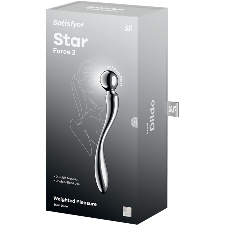 SATISFYER – STAR FORCE 2 GODEMICHET DOUBLE EN ACIER INOXYDABLE