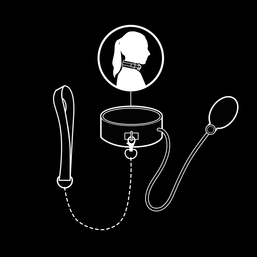FETISH SUBMISSIVE Bondage – Aufblasbares Würgehalsband mit Kette