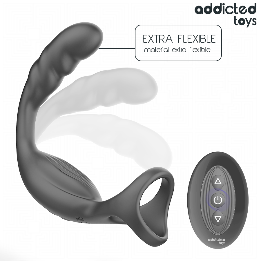ADDICTED TOYS – ANNEAU PÉNIS PROSTATIQUE DOUBLE AVEC TÉLÉCOMMANDE