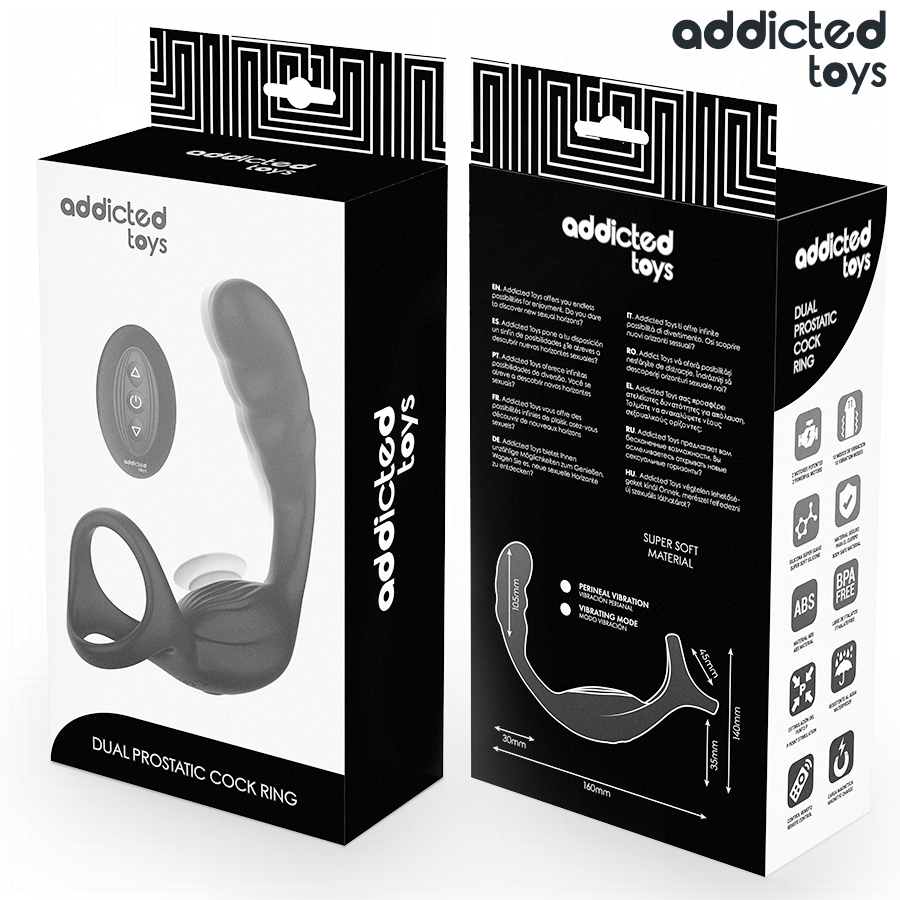 ADDICTED TOYS – ANNEAU PÉNIS PROSTATIQUE DOUBLE AVEC TÉLÉCOMMANDE