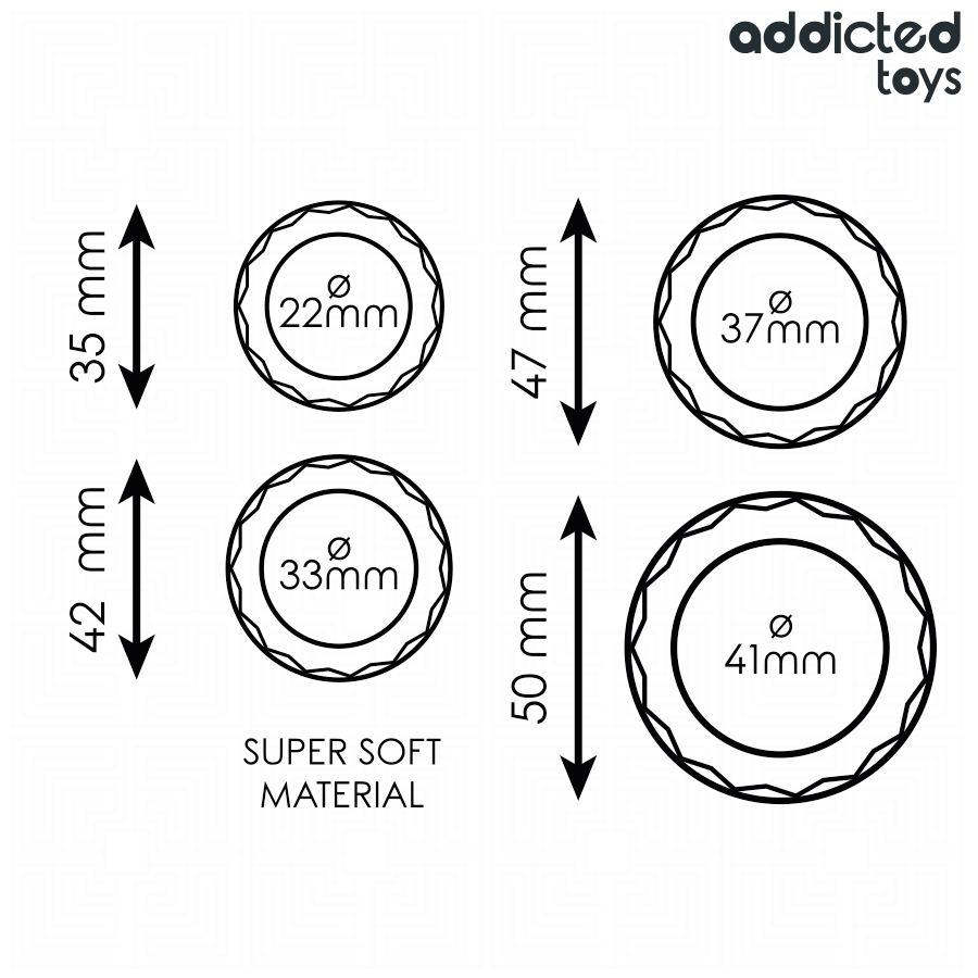 ADDICTED TOYS – ENSEMBLE D'ANNEAUX PÉNIS TEXTURÉS, 4 TAILLES