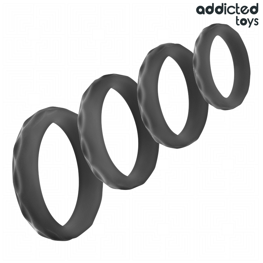 ADDICTED TOYS – ENSEMBLE D'ANNEAUX PÉNIS TEXTURÉS, 4 TAILLES