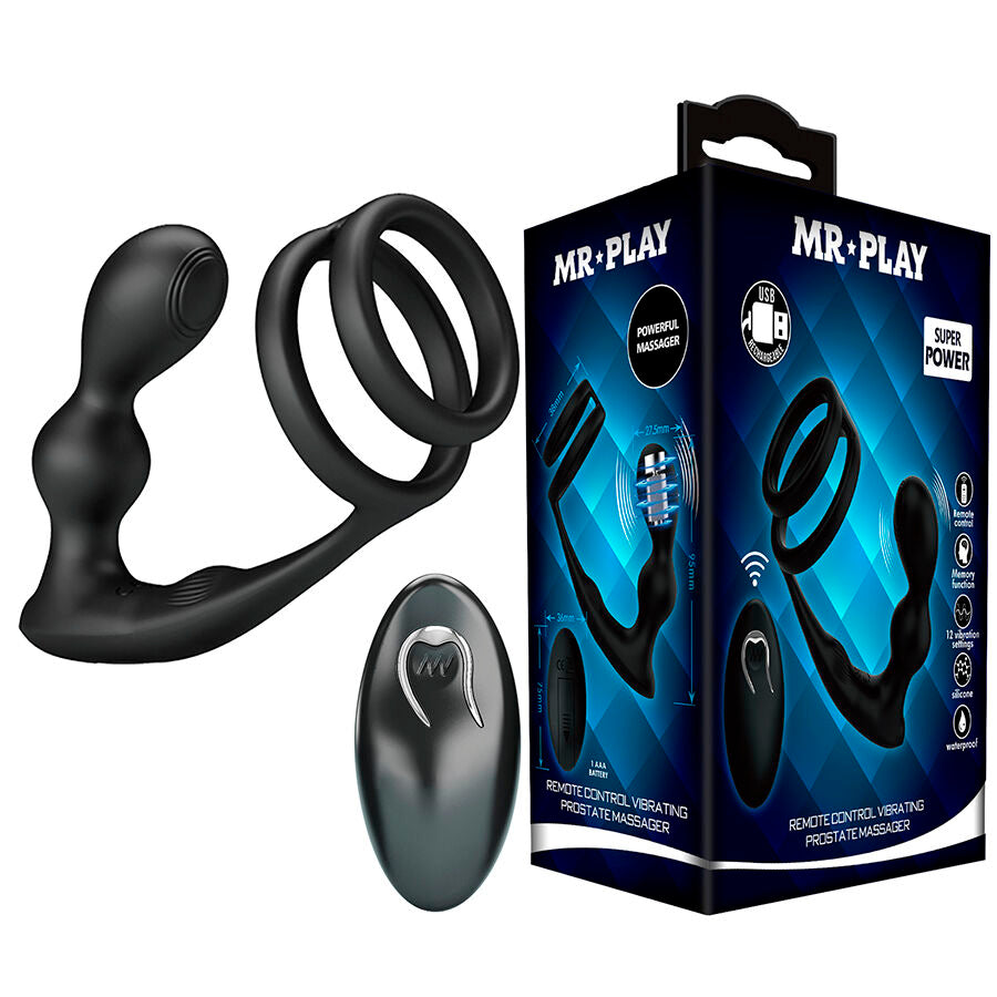 MR PLAY – PLUG ANAL VIBRANT AVEC ANNEAU PÉNIS ET TÉLÉCOMMANDE