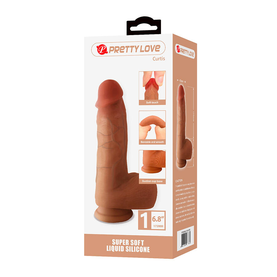PRETTY LOVE – Curtis Realistischer Dildo mit Saugnapf, 17,3 cm x Ø 4,2 cm