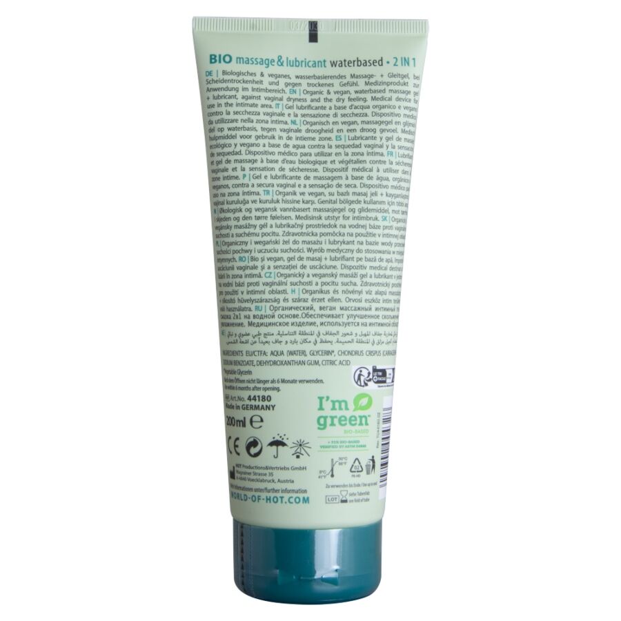 Hot – Bio-Massage- und Gleitgel 2in1 auf Wasserbasis, 200 ml