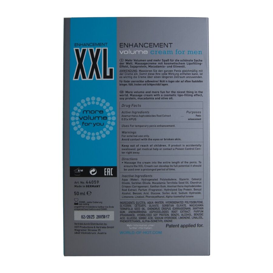 HOT XXL – Verbesserungscreme für Männer, 50 ml