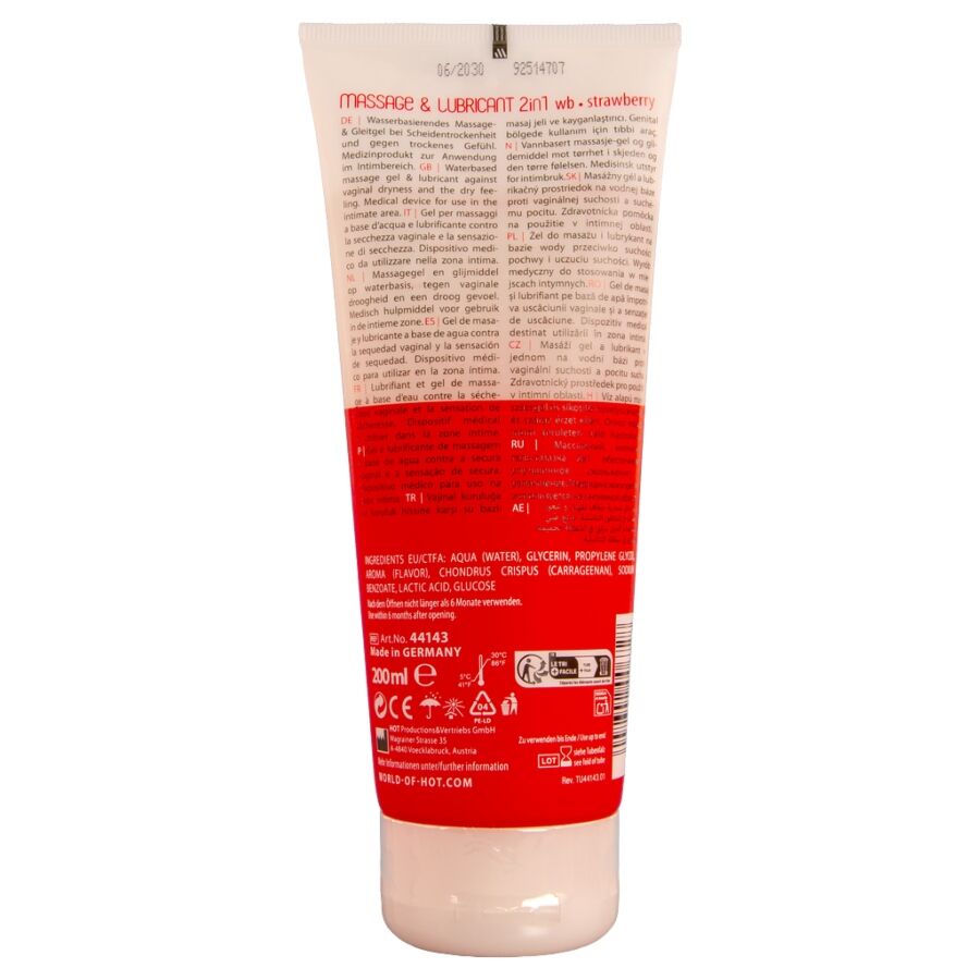 HOT – Massage- und Gleitgel 2in1, Erdbeere, 200 ml