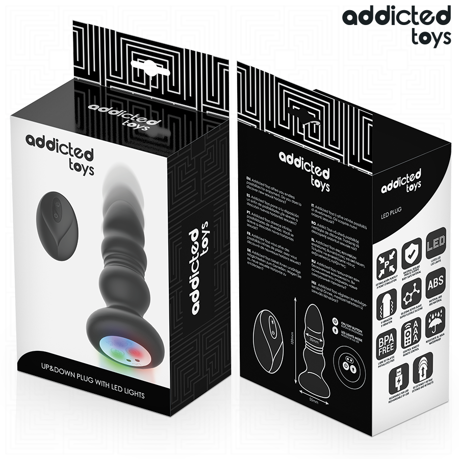 ADDICTED TOYS – Rotierender Analplug mit Vibration, LED-Licht und Fernbedienung