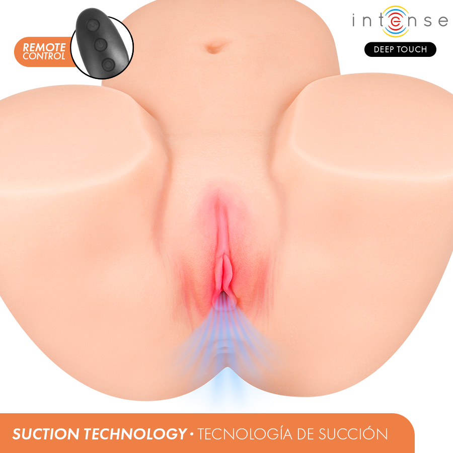 INTENSE DEEP TOUCH – MASTURBATEUR VAGINAL GINGER AVEC SUCCION, CHALEUR, VIBRATION ET EFFETS VOCAUX, TÉLÉCOMMANDE INCLUSE, 5,3 KG