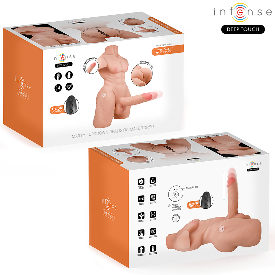 INTENSE DEEP TOUCH – MARTY TORSO CON ANO E DILDO REALISTICO CON SPINTA E VIBRAZIONE, TELECOMANDO, 6,2 KG