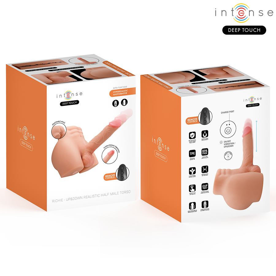 INTENSE DEEP TOUCH – TORSO RICHIE CON ANO E DILDO REALISTICO CON TELECOMANDO A SPINTA E VIBRAZIONE 4,7 KG