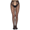 Leg Avenue – Netzstrumpfhose mit offenem Schritt, Schwarz, Einheitsgrösse