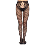 Leg Avenue – Netzstrumpfhose mit offenem Schritt, Schwarz, Einheitsgrösse