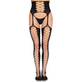 LEG AVENUE – 1968 STOCKINGS WITH ATTACHED GARTER BELT BLACK – ONE SIZE