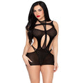 Leg Avenue – Blickdichtes Minikleid mit Neckholder-Teddy, Schwarz, Einheitsgrösse