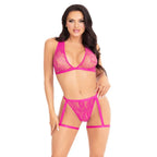 LEG AVENUE – 86148 ENSEMBLE SOUTIEN-GORGE ET CULOTTE EN DENTELLE AVEC PORTE-JARRETELLES – TAILLE UNIQUE