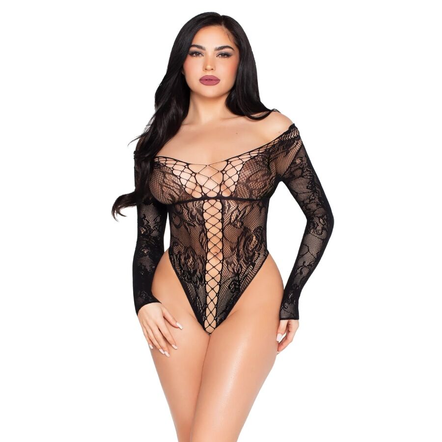 LEG AVENUE – 89370 TEDDY IN RETE E PIZZO NERO – TAGLIA UNICA