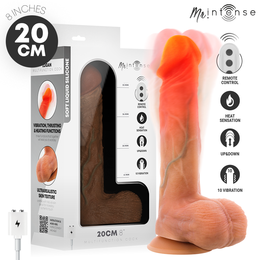 Mr Intense Logan – Vibrationsdildo mit Wärmeeffekt und Fernbedienung, 20 cm