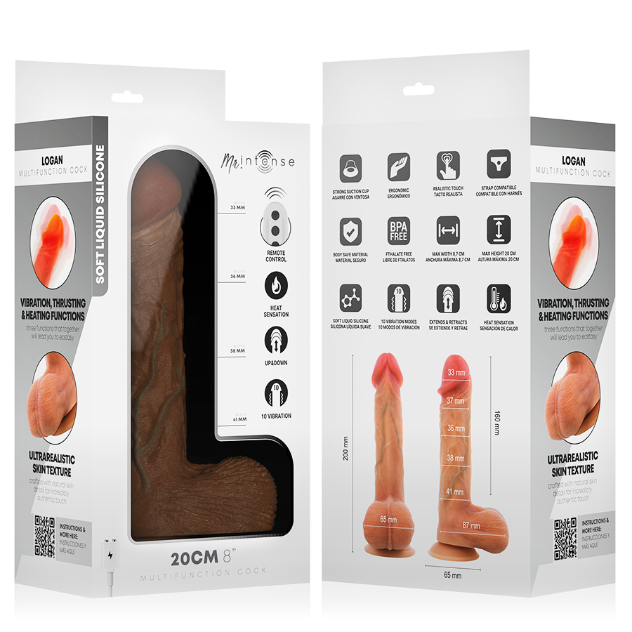 Mr Intense Logan – Vibrationsdildo mit Wärmeeffekt und Fernbedienung, 20 cm