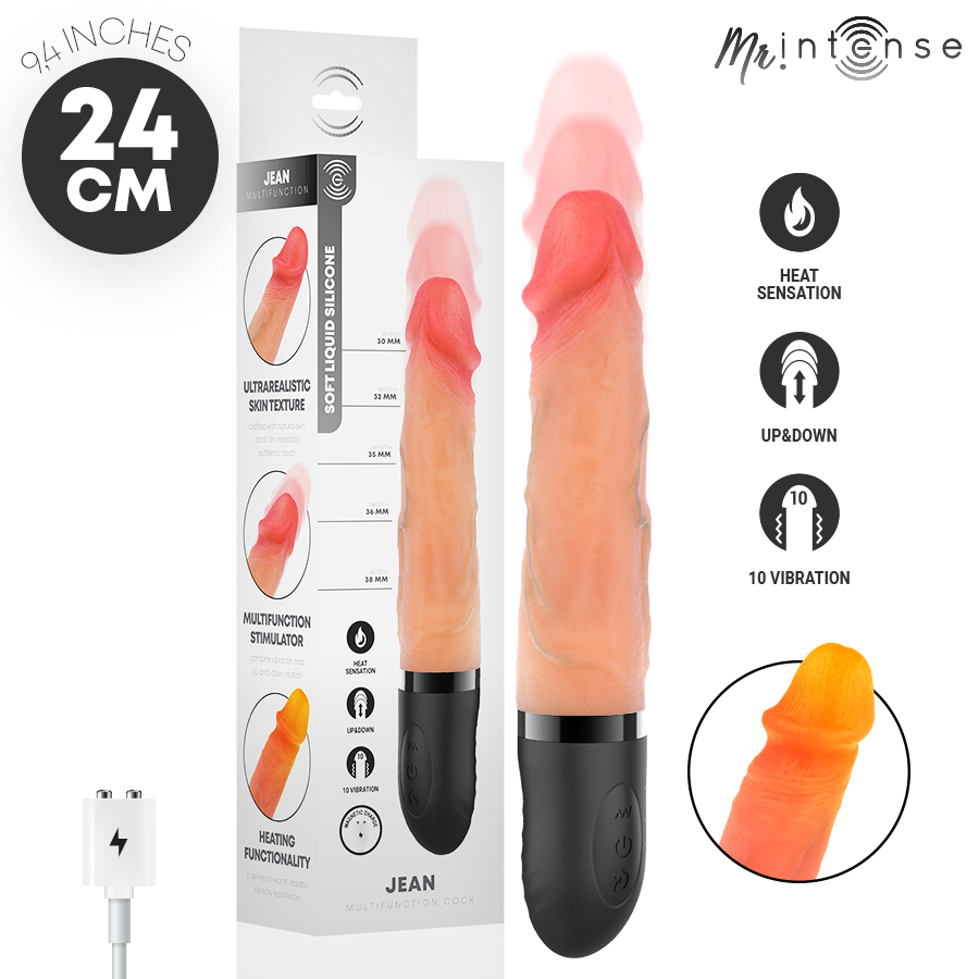 MR INTENSE – JEAN UP&DOWN VIBRATOR SILICONE WITH HEAT EFFECT 24 CM -Ø- 3.8 CM