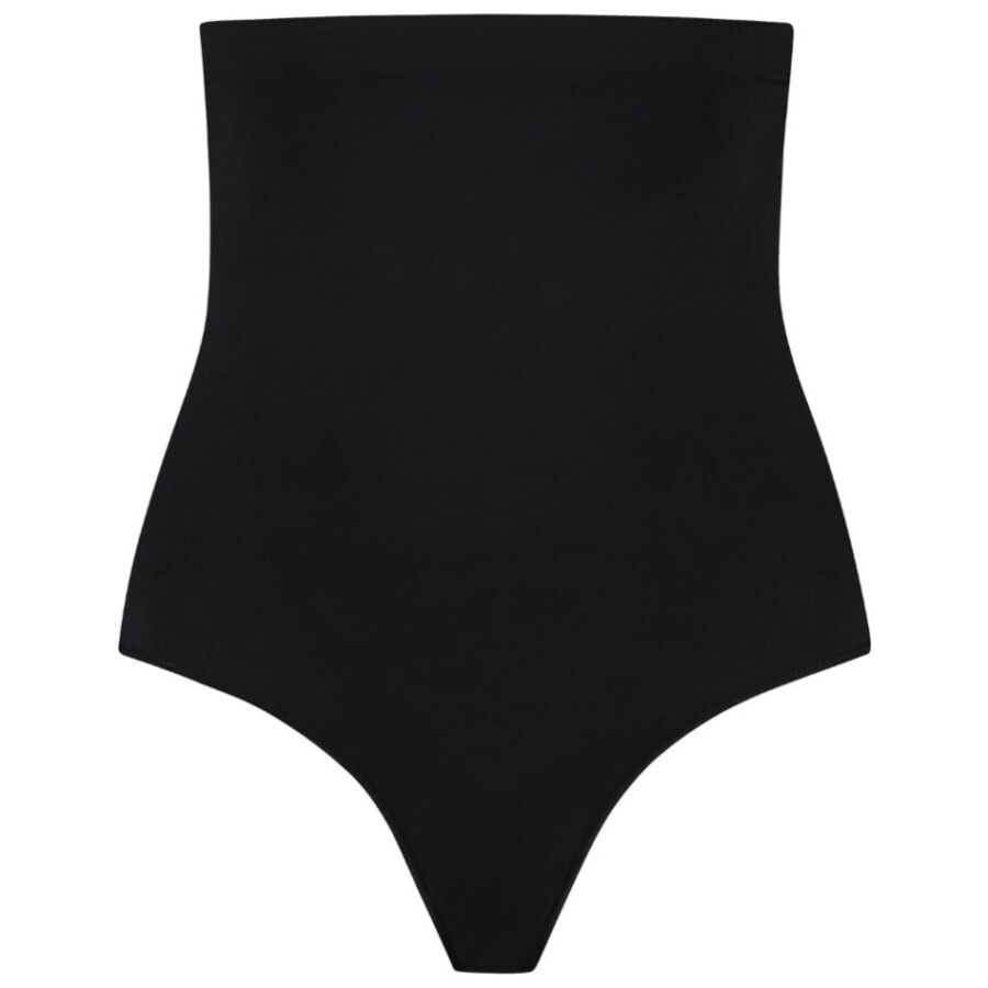 BYE-BRA – Nahtloser String-Tanga mit weichem Bund, schwarz, Grösse XXL