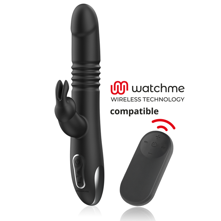 BLACK&SILVER – KENJI VIBROMASSEUR RABBIT UP & DOWN + TÉLÉCOMMANDE WATCHME
