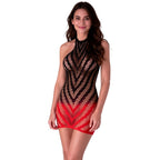 Passion BS117 – Bodystocking-Kleid mit Schwarz-Rot-Verlauf
