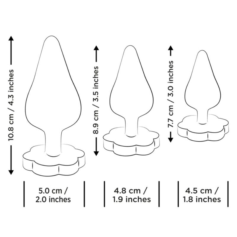 ROMP – KIT D'ENTRAÎNEMENT ANAL LUSTER S/M/L AVEC BASE EN FORME DE FLEUR