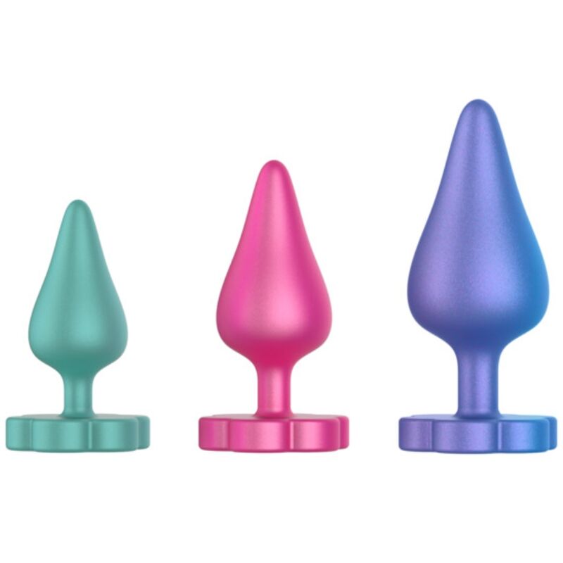 ROMP – KIT D'ENTRAÎNEMENT ANAL LUSTER S/M/L AVEC BASE EN FORME DE FLEUR
