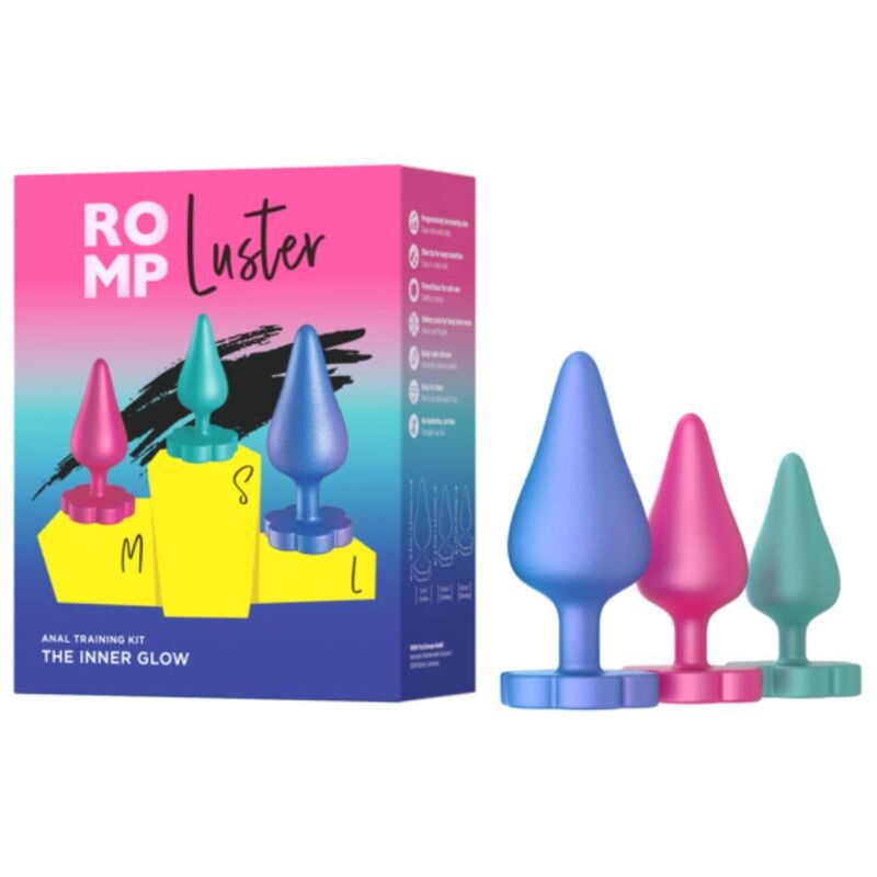 ROMP – KIT D'ENTRAÎNEMENT ANAL LUSTER S/M/L AVEC BASE EN FORME DE FLEUR