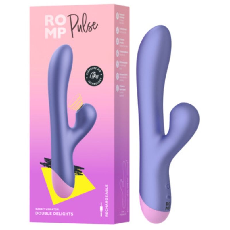 ROMP – PULSE VIBRATEUR DOUBLE POINT G RABBIT BLEU ÉLECTRIQUE