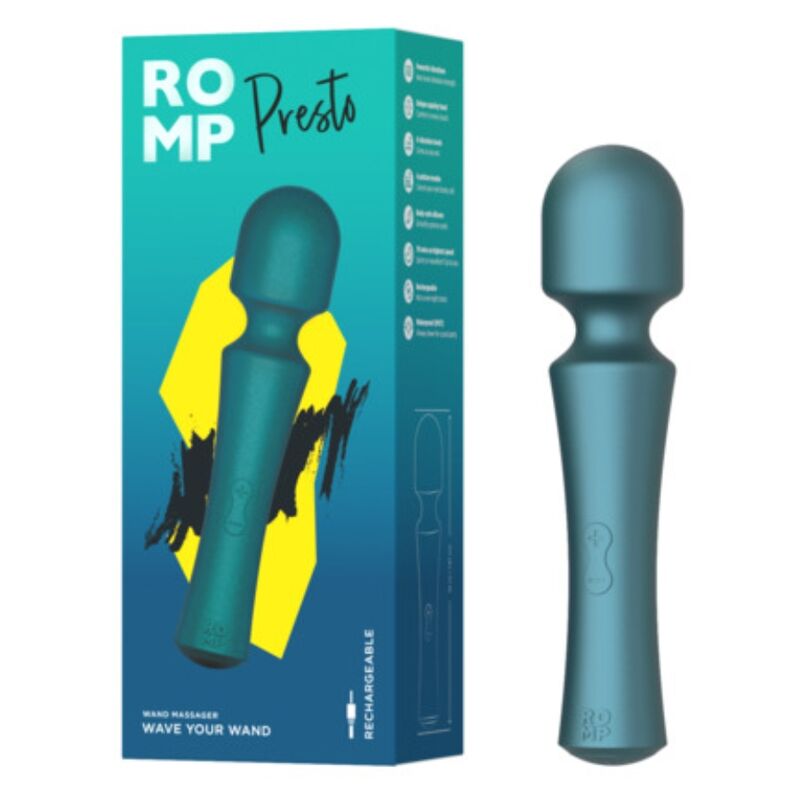 ROMP – PRESTO MINI WAND VIBRATOR FLEXIBLE HEAD GREEN