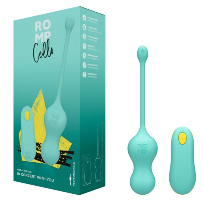 ROMP – CELLO MULTIFUNCTION VIBRATING EGG TURQUOISE REMOTE CONTROL