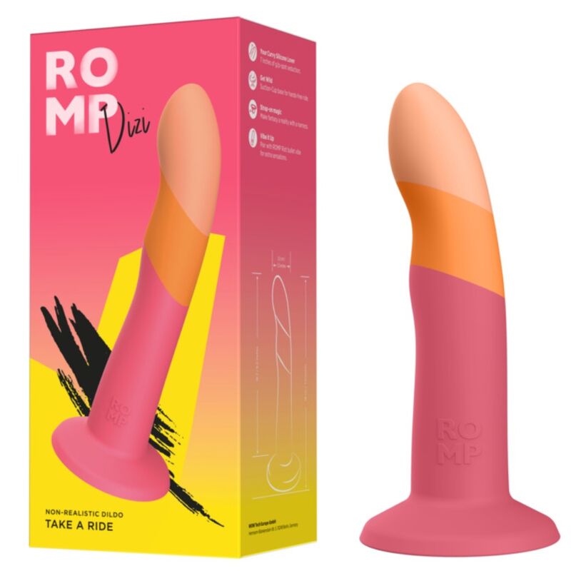 ROMP – DIZI DILDO IN SILICONE CON VENTOSA TRICOLORE 18 CM