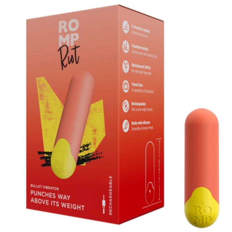 ROMP – RIOT MULTIFUNCTION VIBRATING BULLET ORANGE + YELLOW