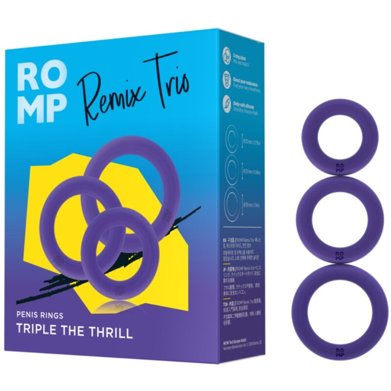 ROMP – REMIX TRIO SET DI 3 ANELLI PER PENE IN SILICONE VIOLA