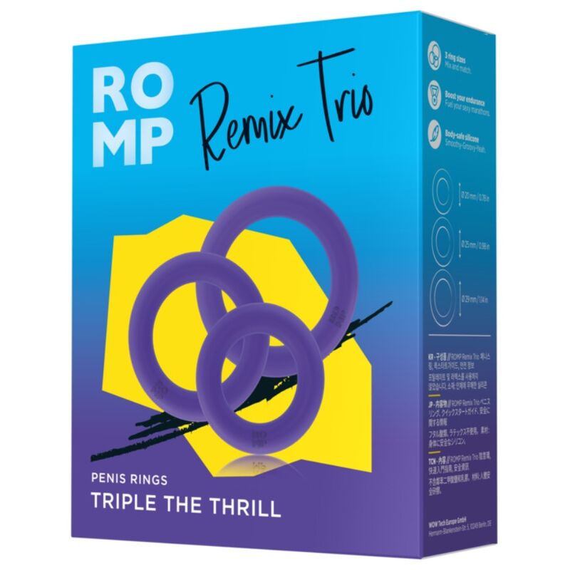 ROMP – REMIX TRIO SET DI 3 ANELLI PER PENE IN SILICONE VIOLA