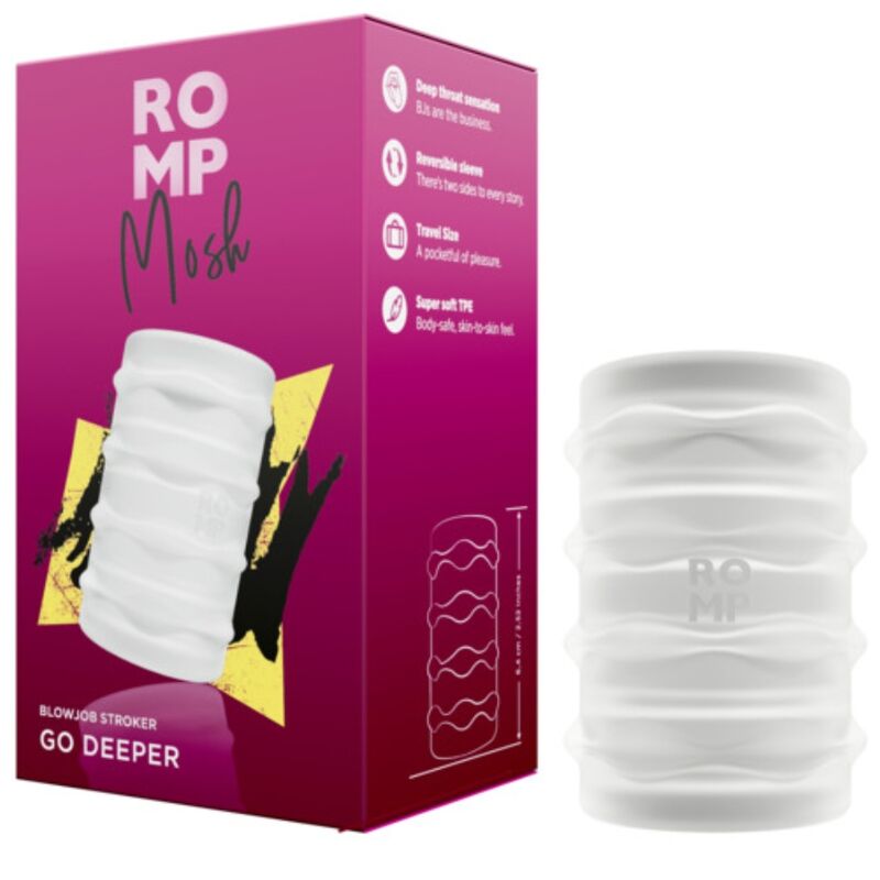 ROMP – MOSH TRANSPARENT MALE MASTURBATOR WITH 6 CM REVERSBLE SHEATH