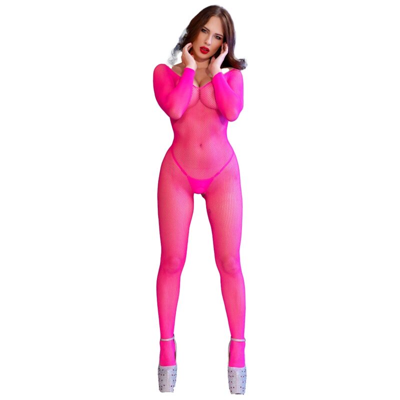 CHILIROSE – CR 4894 BODYSTOCKING IN RETE ROSA NEON S/M