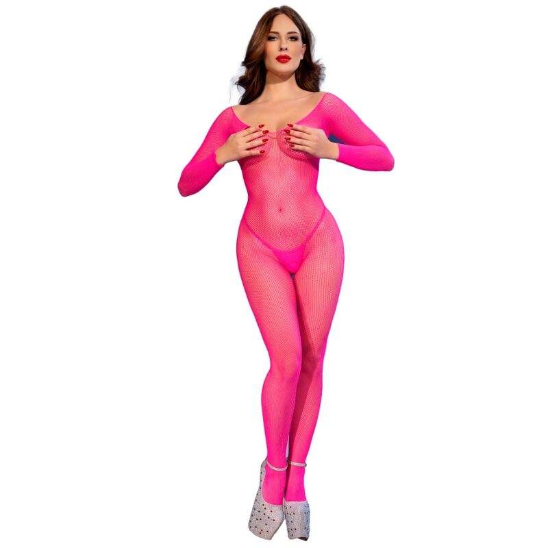 CHILIROSE – CR 4894 BODYSTOCKING IN RETE ROSA NEON S/M