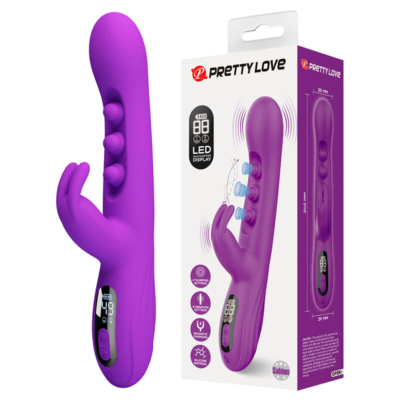 PRETTY LOVE – VIBRATEUR LAPIN SABIEN AVEC STIMULATION PAR TAPOTEMENTS ET LED VIOLETTE