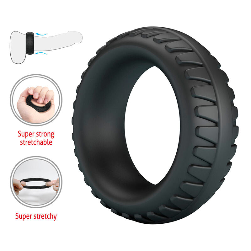CRAZY BULL – MERRITT TEXTURED SILICONE COCK RING BLACK