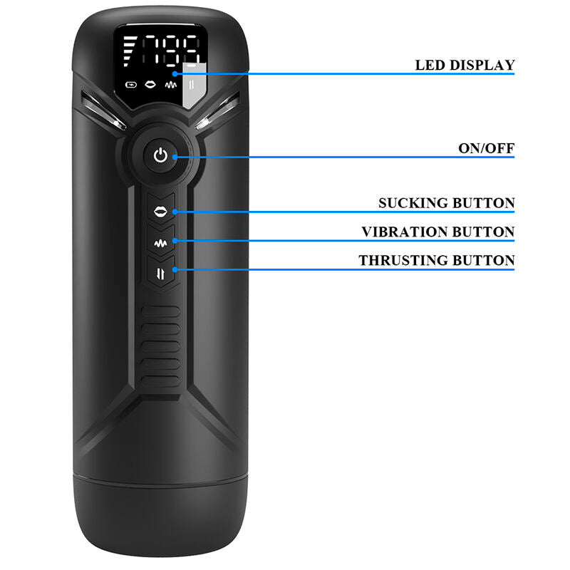 PRETTY LOVE – AETOLA MULTIFUNCTION AUTOMATIC MASTURBATOR WITH HANDLE BLACK
