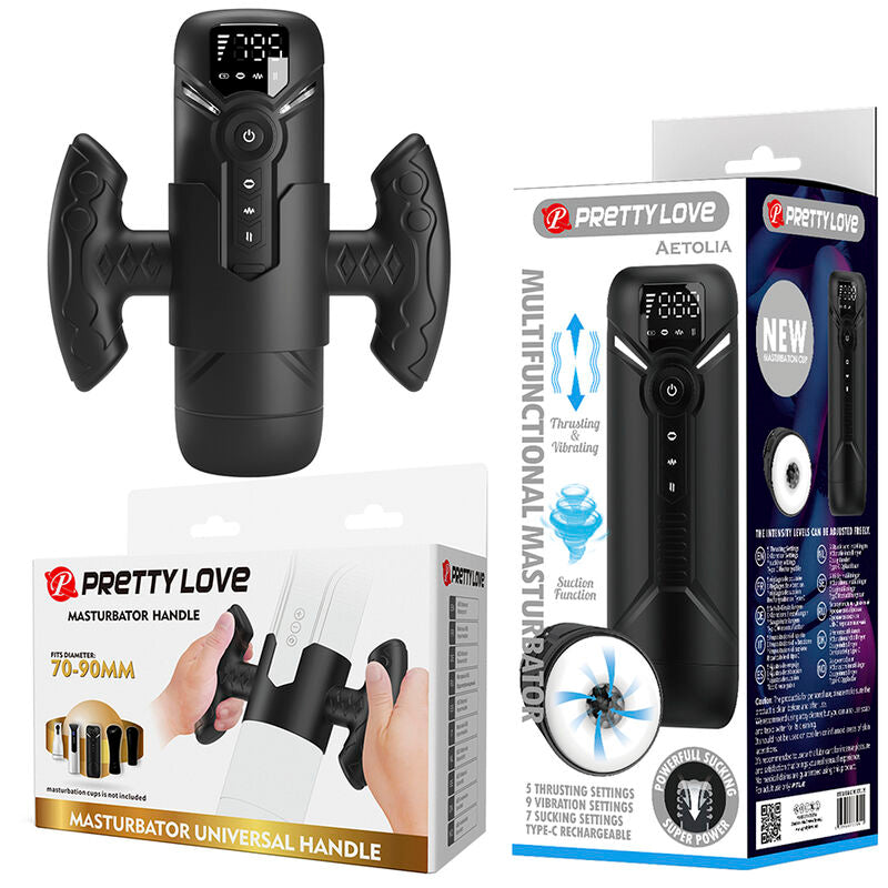 PRETTY LOVE – AETOLA MULTIFUNCTION AUTOMATIC MASTURBATOR WITH HANDLE BLACK