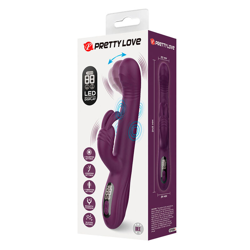 PRETTY LOVE – DEE MULTIFUNCTION RABBIT VIBRATOR OSCILLATING AND PERCUSSION PURPLE
