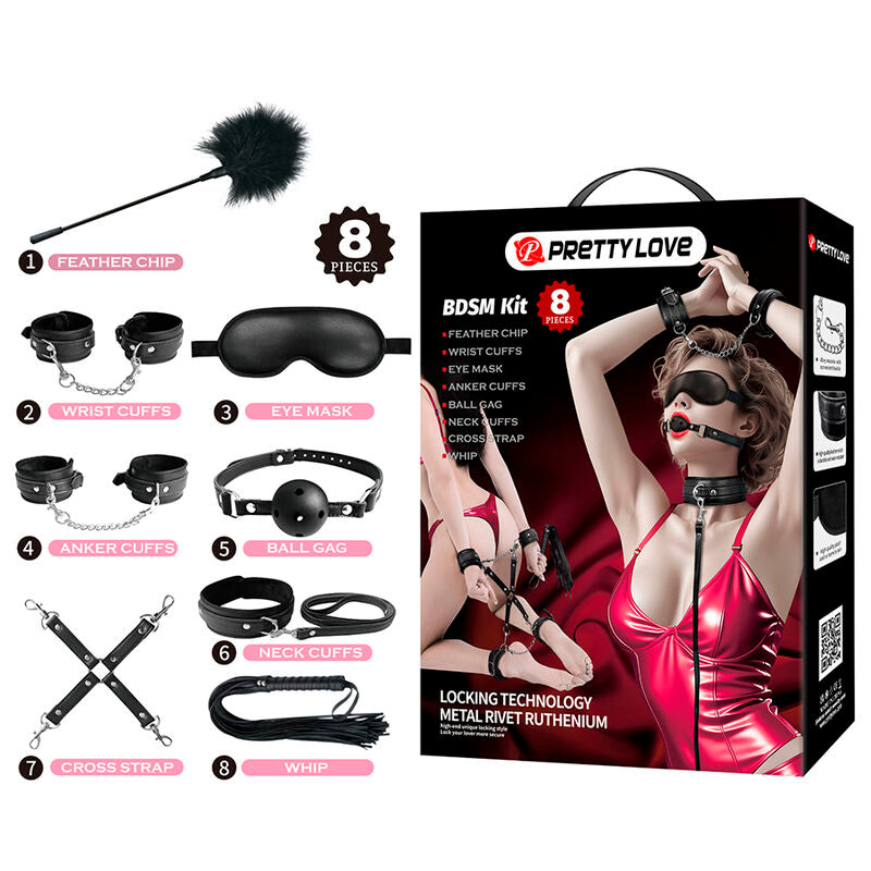 PRETTY LOVE – 8 PIECE BDSM KIT BLACK