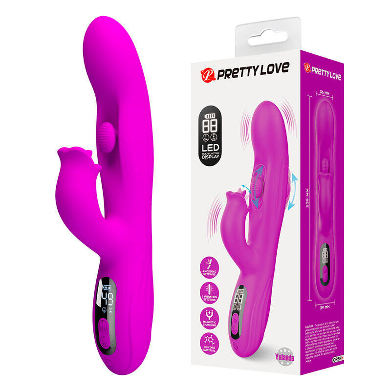 PRETTY LOVE – YALANDA RABBIT OSCILLATING VIBRATOR WITH LED DISPLAY PURPLE
