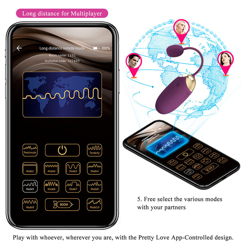 PRETTY LOVE – VIBRATEUR ŒUF À PROFONDEUR KLAY CONTRÔLÉ PAR APPLICATION VIOLET